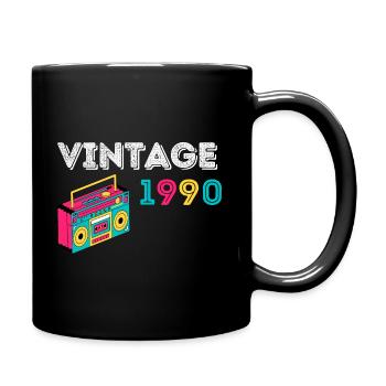 Vintage 1990 Radio 32 Jahre alt 1990 Geburtstag - Tasse einfarbig - Schwarz - Rechts