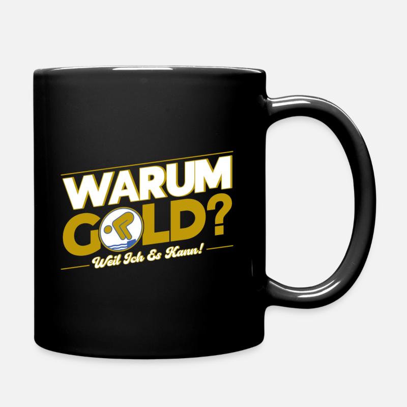 Schwimmprüfung Schwimmer Gold Geschenk - Tasse einfarbig - Schwarz