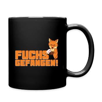 Doppelkopf Fuchs gefangen Kartenspiel - Tasse einfarbig - Schwarz - Rechts