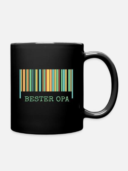 Strichcode Bester Opa - Tasse einfarbig - Schwarz