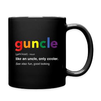 Gay Regenbogen CSD Guncle Spruch LGBTQ Loveparade - Tasse einfarbig - Schwarz - Rechts