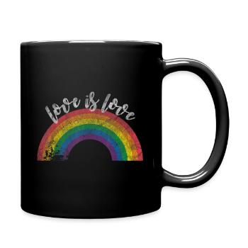 love is love LGBTQ Regenbogen Pride - Tasse einfarbig - Schwarz - Rechts
