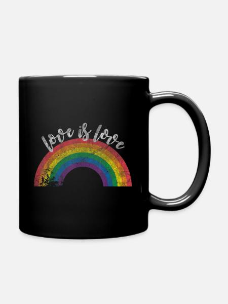 love is love LGBTQ Regenbogen Pride - Tasse einfarbig - Schwarz