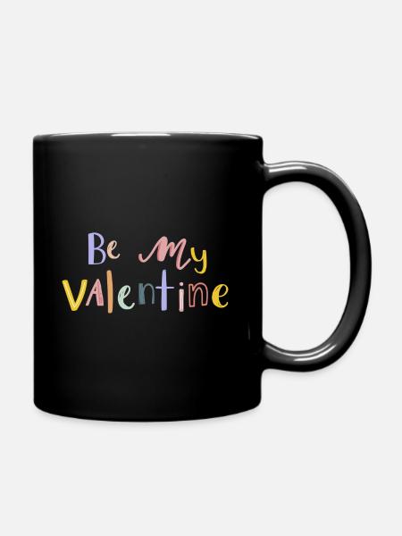 Soyez mon texte de la Saint-Valentin png doodle police w / typographie - Mug uni - noir