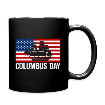 Happy Columbus Day 1937 USA Christopher Columbus - Tasse einfarbig - Schwarz - Rechts
