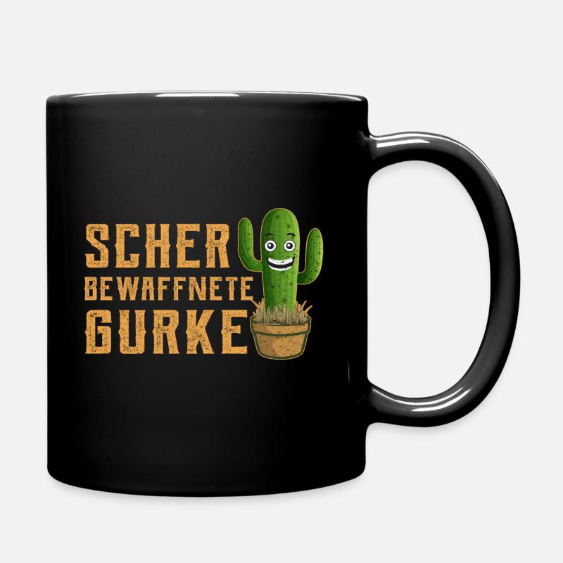 Schwer Bewaffnete Gurke Lustiger Spruch Kaktus - Tasse einfarbig - Schwarz