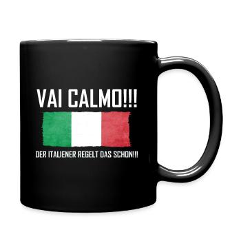 Italiener, Italienischer Spruch - Tasse einfarbig - Schwarz - Rechts