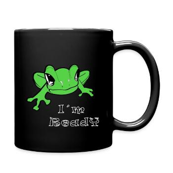 grüner Frosch startklar - Tasse einfarbig - Schwarz - Rechts