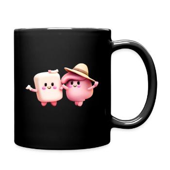 Marshmallow Pärchen - Tasse einfarbig - Schwarz - Rechts