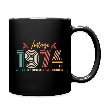 1974 Geburtstag Jahrgang 1974 Retro - Tasse einfarbig - Schwarz - Rechts