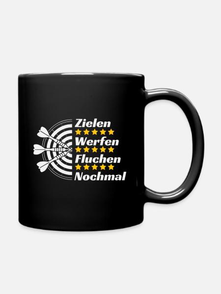 Zielen werfen nochmal - Darts lustiger Spruch Dart - Tasse einfarbig - Schwarz