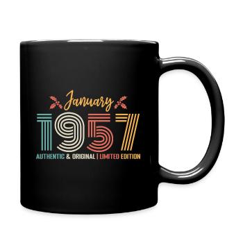 Januar 1957 Geburtstag Januar 1957 Retro - Tasse einfarbig - Schwarz - Rechts
