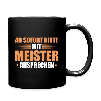 Meister Abschluss bestandene Meisterprüfung - Tasse einfarbig - Schwarz - Rechts
