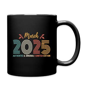 März 2025 Jubiläum März 2025 Retro - Tasse einfarbig - Schwarz - Rechts