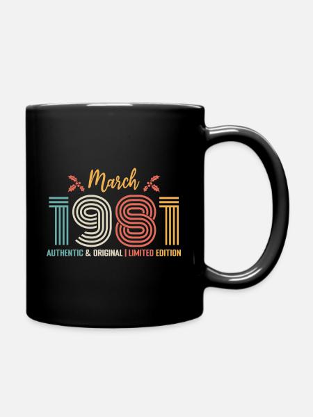 Mars 1981 anniversaire Mars 1981 rétro - Mug uni - noir