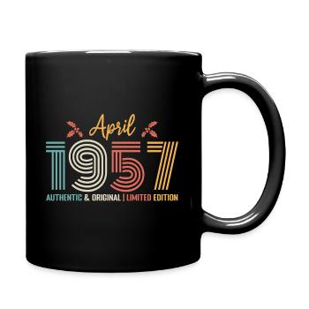 April 1957 Geburtstag April 1957 Retro - Tasse einfarbig - Schwarz - Rechts