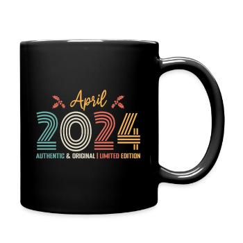 April 2024 Geburtstag April 2024 Retro - Tasse einfarbig - Schwarz - Rechts