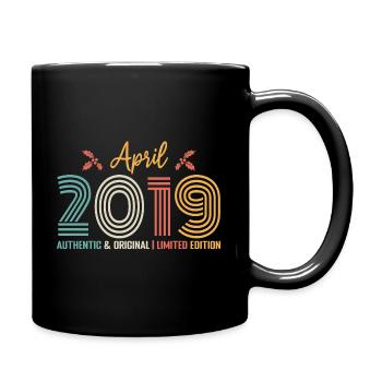 April 2019 Jubiläum April 2019 Retro - Tasse einfarbig - Schwarz - Rechts