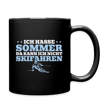 Skifahren Humor Wintersport Skifahrer - Tasse einfarbig - Schwarz - Rechts