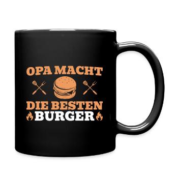 Opa macht die besten Burger - Tasse einfarbig - Schwarz - Rechts