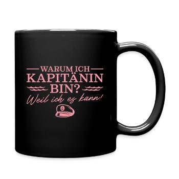 Bootsführerschein bestanden Seglerin Kapitänin - Tasse einfarbig - Schwarz - Rechts