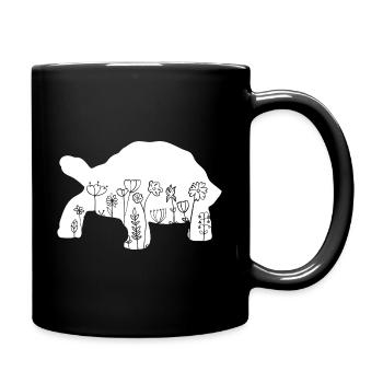 Mignon Tortue Amoureux Fleurs Animales Floral - Mug uni - noir - Droite