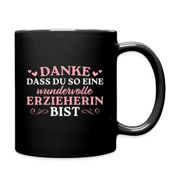 Kindergärtnerin Danke Beste Erzieherin Geschenk - Tasse einfarbig - Schwarz - Rechts