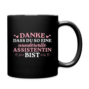 Sekretärin Danke Beste Assistentin Geschenk - Tasse einfarbig - Schwarz - Rechts
