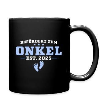 Babyparty Werdender Onkel 2025 - Tasse einfarbig - Schwarz - Rechts