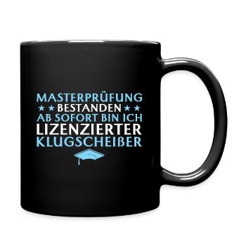 Masterprüfung bestanden Studium Abschluss - Tasse einfarbig - Schwarz - Rechts