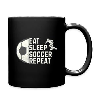 Eat. Sleep. Soccer. Repeat. – Für alle Fußballfans - Tasse einfarbig - Schwarz - Rechts