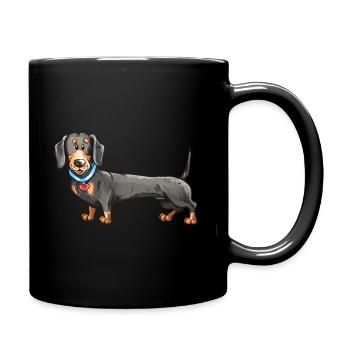 Dackel Geschenkidee - Tasse einfarbig - Schwarz - Rechts
