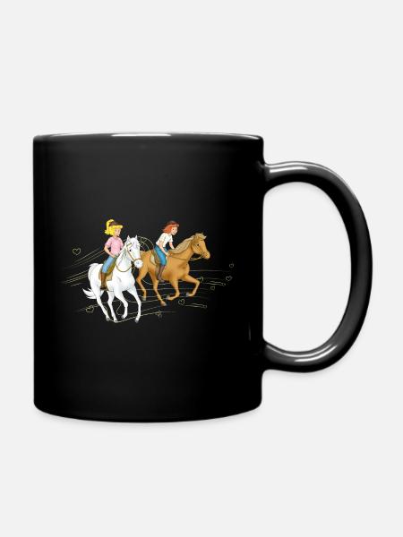 Bibi und Tina Reiten im Wind mit Herzen - Tasse einfarbig - Schwarz