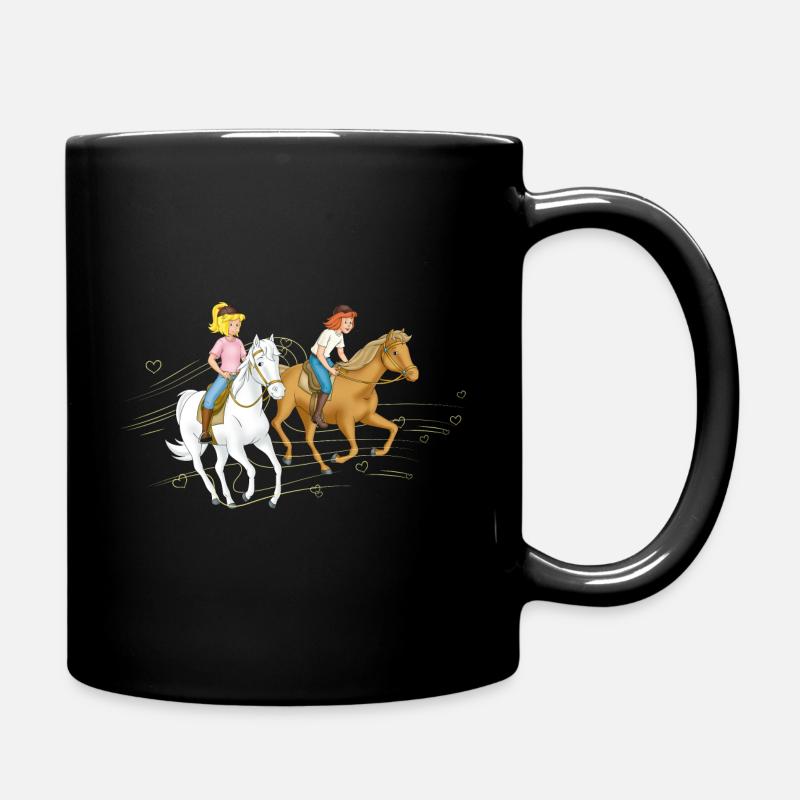 Bibi und Tina Reiten im Wind mit Herzen - Tasse einfarbig - Schwarz