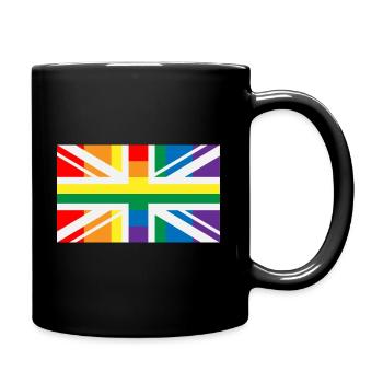 UK LGBT Rainbow Flag Pride Proud Gay Gift - Full Colour Mug - black - Right