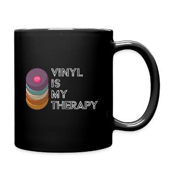 Vinyl Is My Therapy Old School Retro Music Fan - Full Colour Mug - black - Right