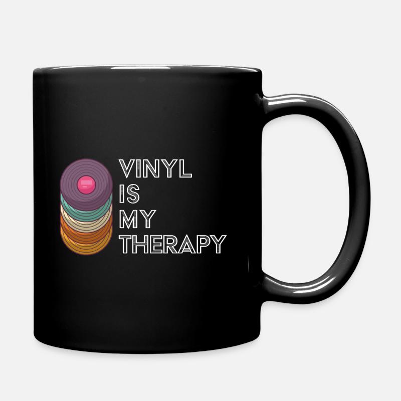 Vinyl Is My Therapy Old School Retro Music Fan - Tasse einfarbig - Schwarz