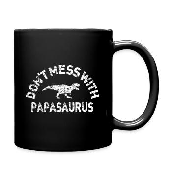 Bester Papa Papasaurus Dinosaurier lustig Vater - Tasse einfarbig - Schwarz - Rechts