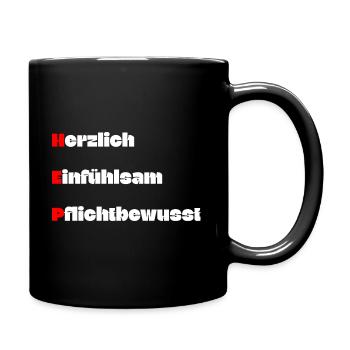 Heilerziehungspfleger HEP MFA Herz Spruch - Tasse einfarbig - Schwarz - Rechts