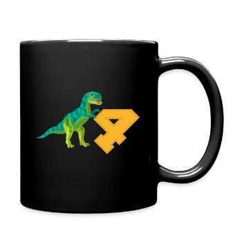 4th Birthday Boys Kids Tyrannosaurus Rex Dino - Full Colour Mug - black - Right