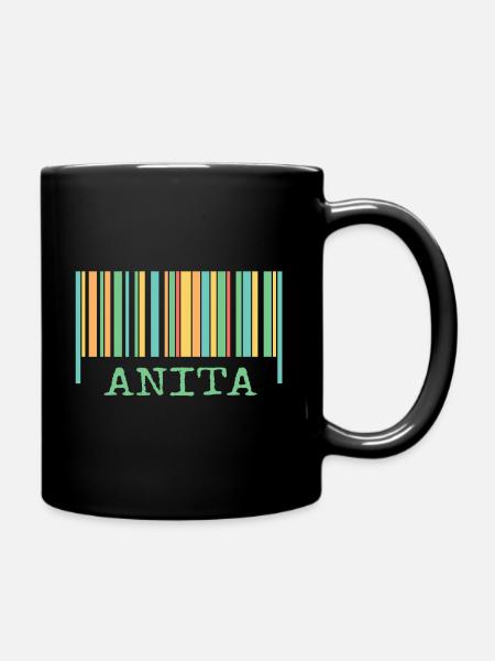 Strichcode Anita - Tasse einfarbig - Schwarz