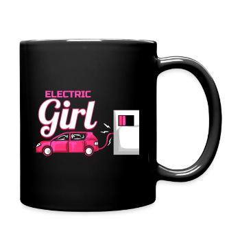 Geschenk zum E-Auto Frauen - Elektroauto fahren - Tasse einfarbig - Schwarz - Rechts
