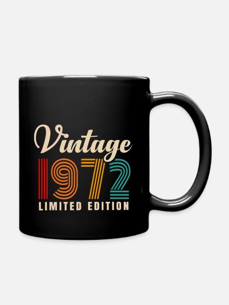 VINTAGE 1972. 49th BIRTHDAY - Full Colour Mug - black