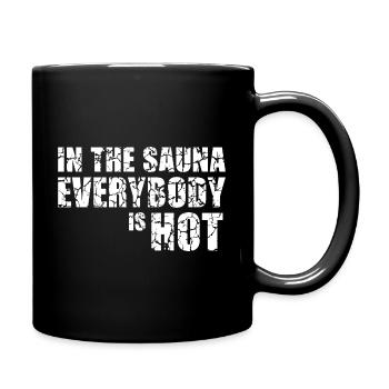Hot Sauna Geschenk Saunahaus Banja Spa Hamam - Tasse einfarbig - Schwarz - Rechts