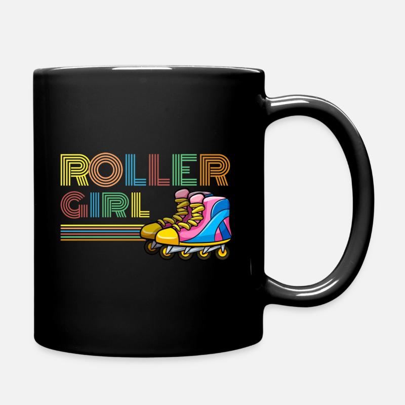 Retro Inline Skater Mädchen Rollschuh - Tasse einfarbig - Schwarz