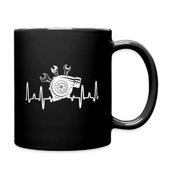 Car Mechanic Heartbeat Wrench and Turbo Cars - Full Colour Mug - black - Right
