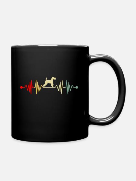 Drahthaar Foxterrier Herzschlag Retro - Tasse einfarbig - Schwarz
