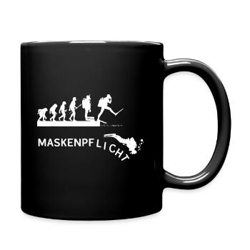 Evolution Taucher Maskenpflicht - Tasse einfarbig - Schwarz - Rechts