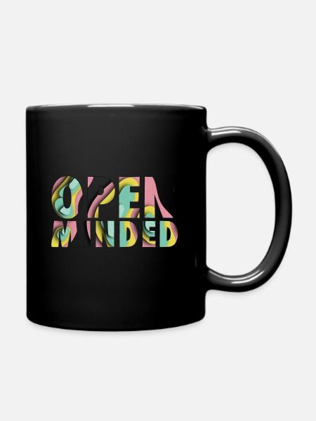 OPEN MINDET, Unisex,Regenbogen - Tasse einfarbig - Schwarz