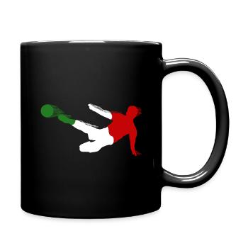 Football player in flames, flag Italy - Full Colour Mug - black - Right